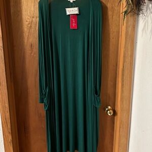 Boutique Brand Jess Lea green long pocket cardigan NWT. Size L